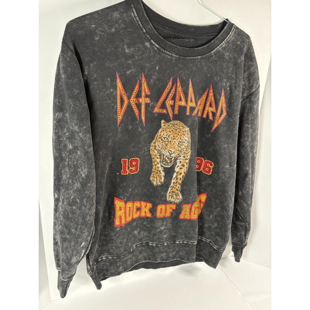 Def Leppard Rock Of Ages 1986 Acid Wash Graphic Sweatshirt Women's Large - Picture 2 of 9